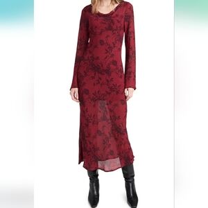 WAYF Burgundy Floral Dress